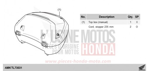 KIT,TOP BOX(MANUAL) NT1100AS de 2025